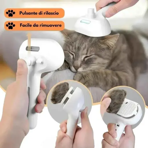 Spazzola elettrica 3 in 1 per animali domestici – rimuove peli, massaggia e scioglie i nodi